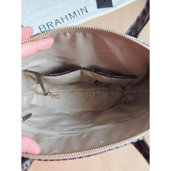 Brahmin Duxbury Satchel Petrol Magnus Croc Embossed Leather Bag Strap Dust Bag - Picture 9 of 16